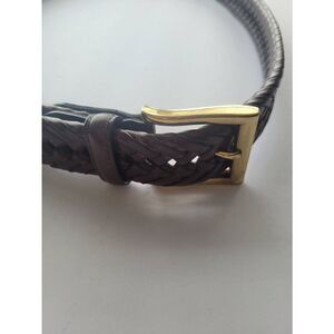 P3H HANDCRAFTED leather woven brown belt  size 38 brass Buckle